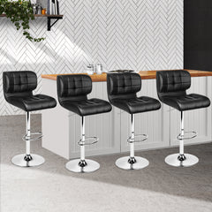 Artiss 4x Bar Stools Gas Lift Leather Padded Black