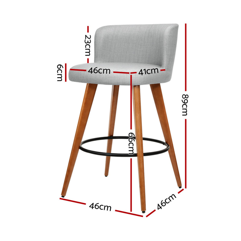 Artiss 4x Bar Stools Linen Padded Wooden Grey