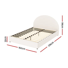 Artiss Bed Frame Gas Lift Strorage Beds Base Platform Boucle Fabric Queen ELLA