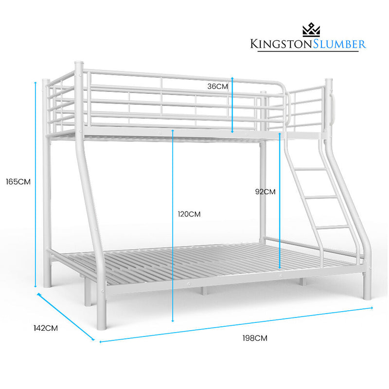 KINGSTON SLUMBER Single over Double Metal Bunk Bed Frame, Matte White