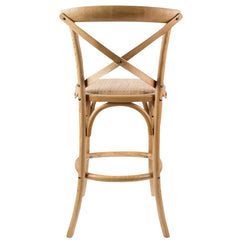 Aster 2pc Crossback Bar Stools Dining Chair Solid Birch Timber Rattan Seat - Oak