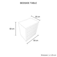 Bedside Table MDF Brown Colour Waveform Design Three Drawers