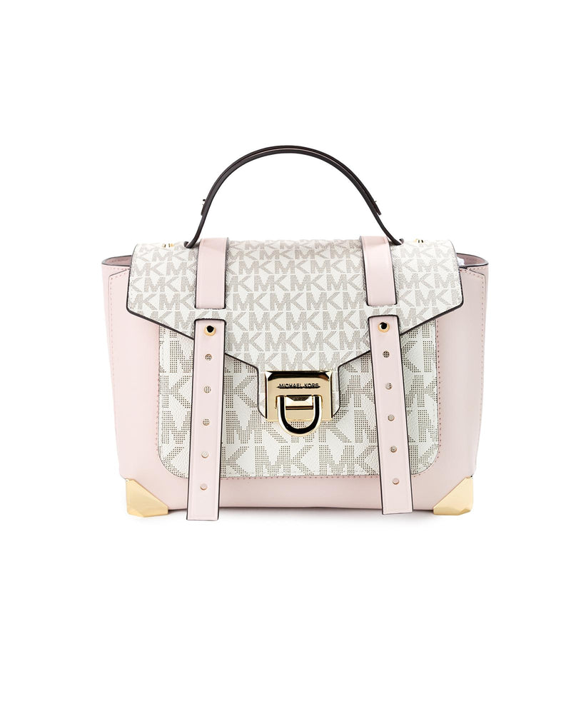 Michael Kors Women's Manhattan Medium Powder Blush Multi PVC Top Handle Satchel Bag - One Size