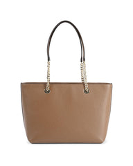 Leather Front Zip Tote Bag - One Size