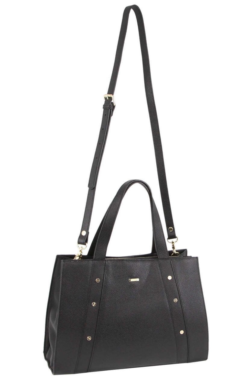 Morrissey Womens Italian Structured Leather Bag Tote Handbag Ladies - Black