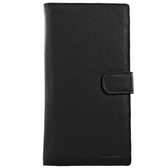 Pierre Cardin Leather Passport Holder Travel Wallet w/ RFID Protection - Black