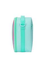 Blue Sparkling Rainbow Heart Insulated Lunch Bag for Kids - Portable School Lunch Box with Shoulder Strap