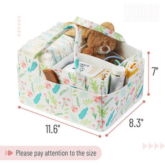 Portable Felt Diaper Caddy Organizer - Collapsible Nursery Storage Bin with 8 Outer Pockets (Beige)
