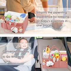Tailored Baby Diaper Caddy Organizer - Portable Nursery Storage Bin with Removable Dividers & Pockets(Green)