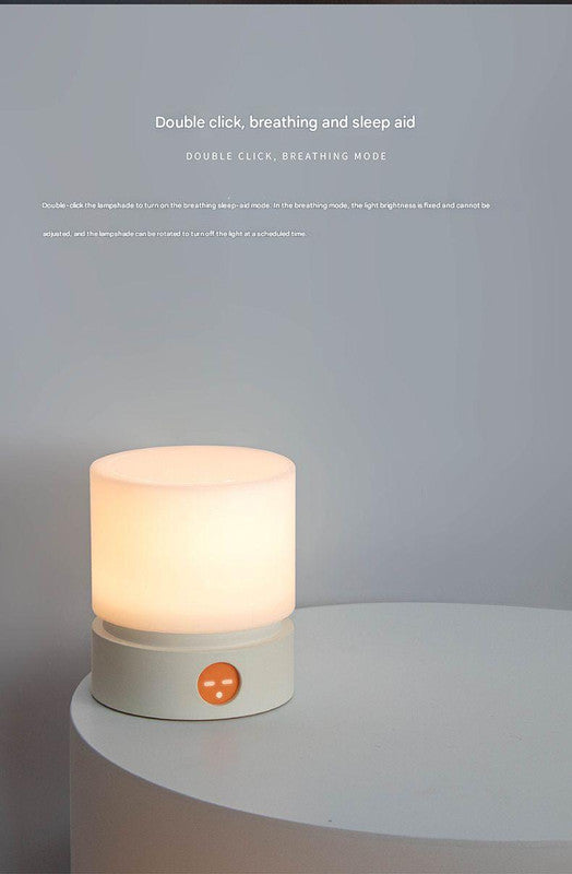 Cylindrical LED Night Light with Timer & Stepless Dimming - USB-C Rechargeable, 1200mAh Battery(white)