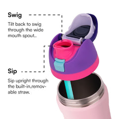 White 32oz 304 Stainless Steel Insulated Water Bottle - Dual-Drink Pop-Up Lid